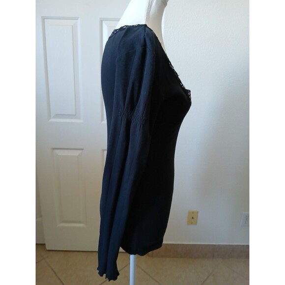 O’Neill Black Sequin Lace Scoop Neck Long Sleeve Top Y2K Style Women’s Large - Picture 4 of 16